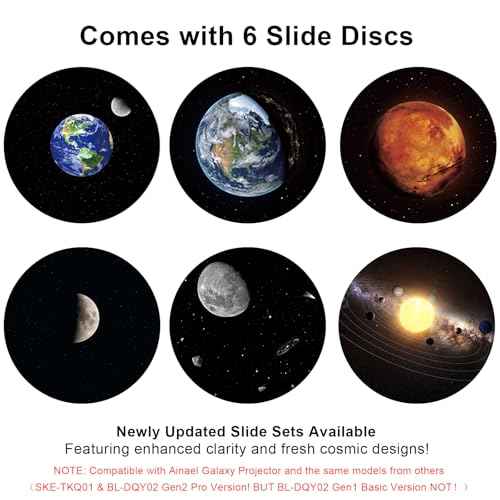 Galaxy Projector Disc ? Ultra HD Projector Slide, Compatible with Ainael Galaxy Projectors and Model SKE-TKQ01 & BL-DQY02 Projectors ? 6 Disc Set (Moon)