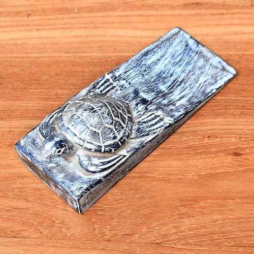 NOVICA Artisan Handmade Wood Door Stopper Whitewashed Baby Turtle Suar from Bali Black Indonesia Decor Accessories Decorative Hardware Animal Themed Frog Turtleturtlesea Life [2in H x 6.5in W x 2.4in]