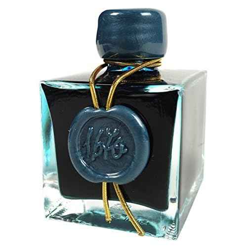 J. Herbin 1670 Anniversary Inks - Gold Sheen 50 ml Bottled - Emerald of Chivor (Emerald Green-Blue Ink)