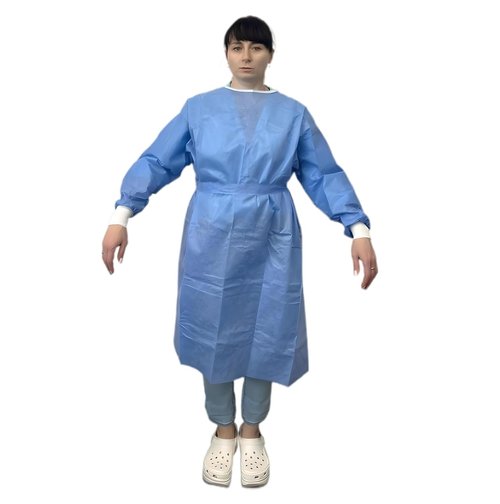 Regine Switzerland Disposable Isolation Gowns - Level 3 Sterile, Latex-Free, Long Cuffed Sleeve, Blue - 1 Count