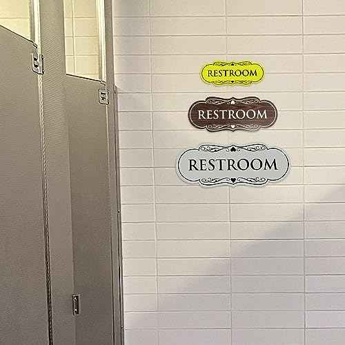 All Quality Designer Restroom Wall or Door Sign - Bathroom Signage | Durable Plastic and Easy Installation | (Multipacks)