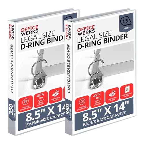 Performore - Office Werks Heavy Duty 2-Pack Legal Size View Binder - 14" x 8.5", White, 1.5 Inch D-Ring, Back Mount Binder