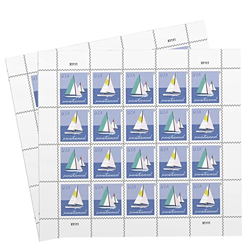 USPS Sailboats Postage Stamps - 40 Forever First Class Postcard Stamps Sheets