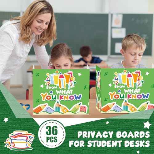 36 Pcs Desk Dividers Privacy Boards for Student Classroom Privacy Folders for Student Desks Study Carrels Reduces Distractions for School Tests, 15.76 x 13.3 x 11.8 inches(What You Know)