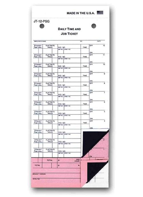 Daily Time and Job Ticket - 12 Labels per Sheet (3-Part) (Form JT-12-PSG) (500 per Box)