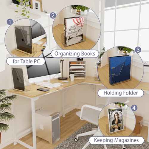 Magazine Holder, Versatile Plastic Clear Magazine Holder, Book File Folder Organizer Store for Office Desk, Desk Organizer Set - 4 Pieces
