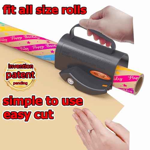 Wrapping Paper Cutter with 3 Replaceable Blade Sets for Birthday Paper Gift Wrapping Paper Roll Cutter and Christmas Wrapping Paper Cutter Tool Tube Holder Slidding Slicing.