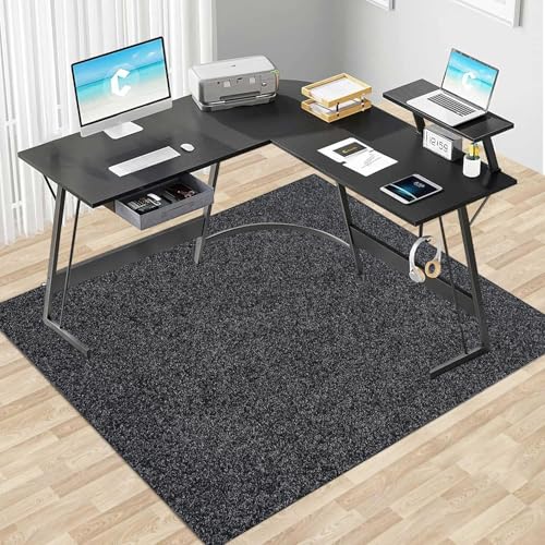 Large Office Desk Chair Mat 63"x51" Heavy Duty Non-Skid Floor Protector for Hard Floor, Hardwood, Tile (Dark Grey