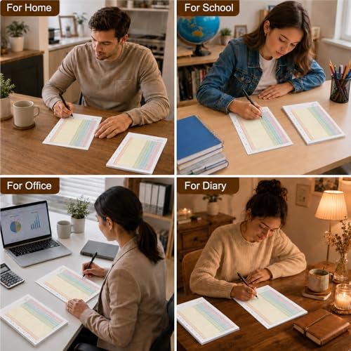 gisgfim 2 Packs 100 Sheets Columnar Analysis Pad 3-Column Colorful, 8.5 x 11, 3-Hole Punch Ledger