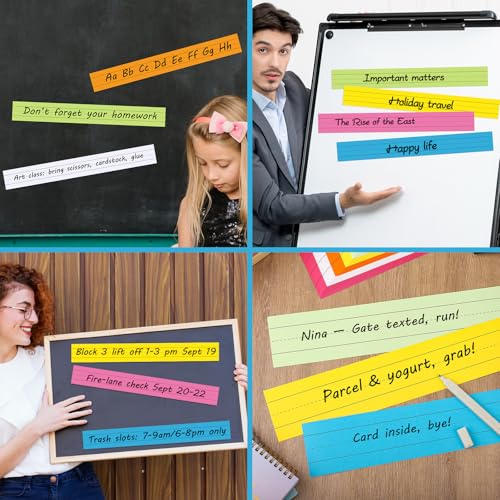 120Pcs Rainbow Color Sentence Strips for Teachers 3” x 24” Cardstock Learning Tool