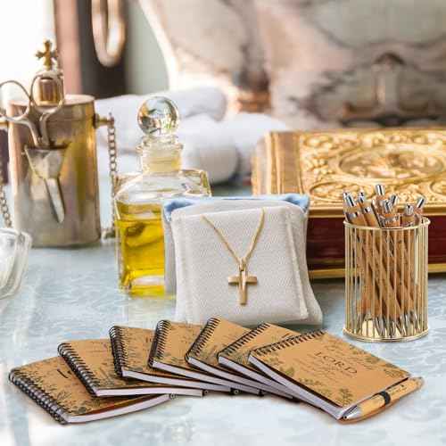 20 Sets Christian Spiral Notebooks Bulk Inspirational Religious Bible Verse Prayer Notepad with Sticky Note Pen Christmas Gifts for Church Study Group Member Vbs Sunday School (Kraft)