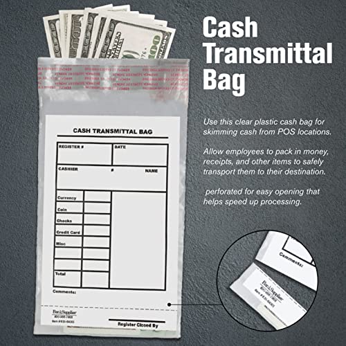 BankSupplies 6 x 9 inch Tamper-Evident Cash Transmittal Bags (Case of 100)