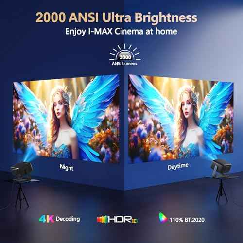 [2000 ANSI/ Official-NetfIix/360¡ÆStand] Outdoor Projector with WiFi and Bluetooth, Auto Focus, Auto Keystone 4K Projector Native 1080P Support 36W DoIby Audio Smart Proyector