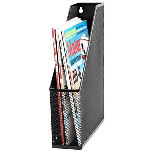 U Brands Mesh Steel Magazine File Holder - Black, 12.5 x 9.8 x 3 inches Desk Organizer