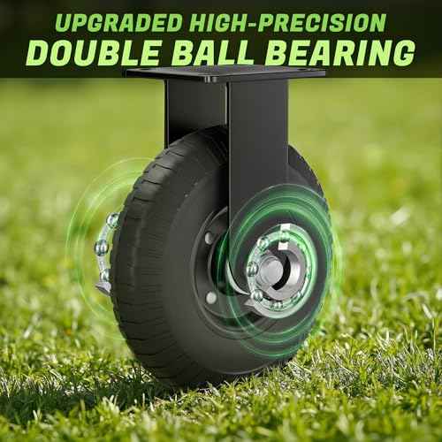 Fixed 8inch Caster Wheel Set of 2, 1100lb Heavy Duty Caster Wheels with Solid Rubber, Plate Casters with Double Ball Bearing and Knobby Tread Suitable for Workbench, Dolly, Cart & Chicken Coop