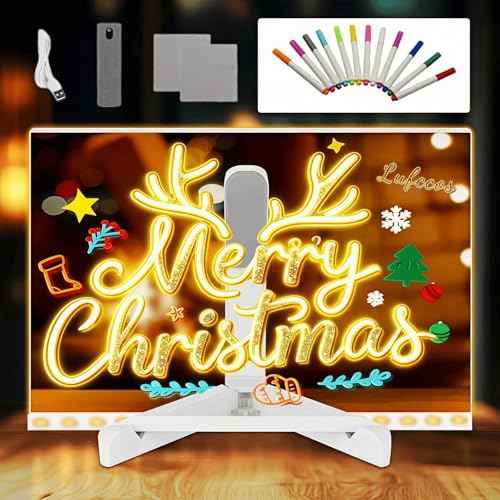 Cosmody Led Drawing Board, 2025 New Led Drawing Board for Kids, 11.8 X 7.9¡± Led Note Board with Colors, Erasable Light Up Dry Erase Board, Lumi Board with Adjustable Stand and 12 Pens