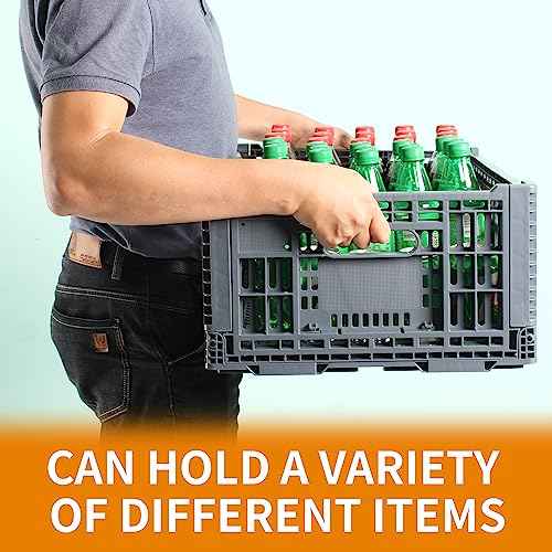 Collapsible Storage Bin Containe£¬52 Liter Transferheavy duty plastic storage box,milk crates heavy duty Transit storage of various items gray (1)