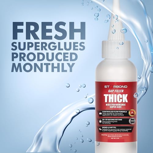 Starbond Thick 2 oz Super Glue Pro Kit – Gap-Filling CA Adhesive with Clog-Resistant Cap, Microtips & Extra Nozzle