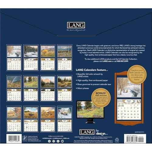 Lang Four Seasons 2026 Wall Calendar ? 12-Month Calendar with Stapled Binding, Linen-Embossed Seasonal Landscape Artwork by Lee Stroncek, 13.4¡È ¡¿ 12¡È