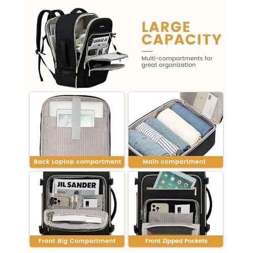 LOVEVOOK Large Travel Backpack for Women, Carry On Bag Flight Approved, 50L TSA Personal Item Travel Bag with 3 Packing Cubes, Waterproof 18 Inch Laptop Hiking Casual Backpack