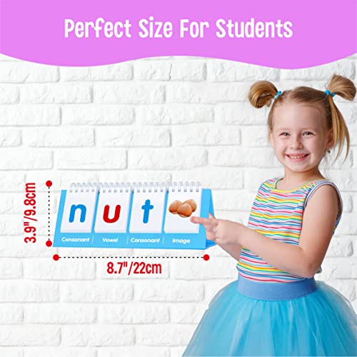 CVC Word Flip Chart - Double Sided 40 Short Vowel Word Flashcards, Freestanding, Educational Learning Tool for School Supplies