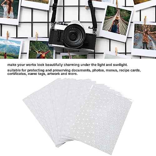50Pcs Holographic Laminate Sheets A4 Bright Colors Glittering Effects Holographic Stickers for Photo Paper Picture (Fireworks)
