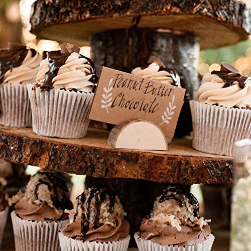 Rustic Wood Wedding Place Card Holders with Kraft Tented Cards Set