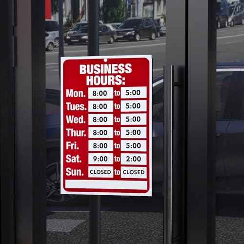 Business Hours Sign, Changeable Open and Closed Signs with Matching Letter and Number Stickers for Glass Door, Office, Restaurants, Bars, Retail, Barbershop, Salon Shops (Red)