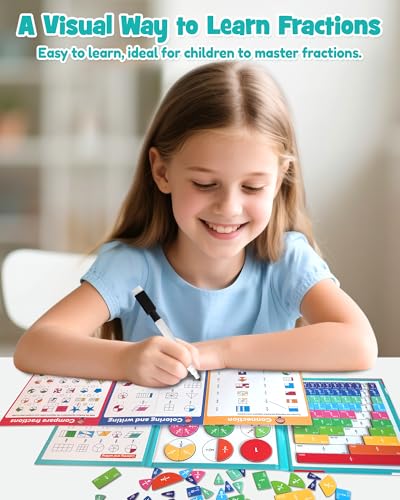 Turquoise Magnetic Fraction Puzzle Book for Kids, Educational Manipulatives