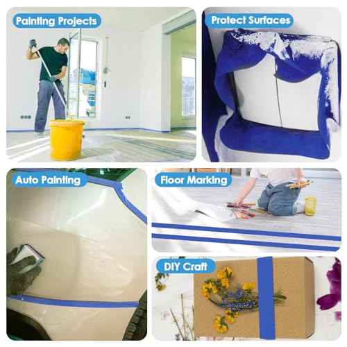 4 Rolls Blue Painter's Tape 0.94 Inch£¬Masking Tape for Multi-Purpose, Painting Projects, DIY Crafts, 0.94 Inch x 22 Yards, Easy Removal, Anti-UV, Total 88 Yards