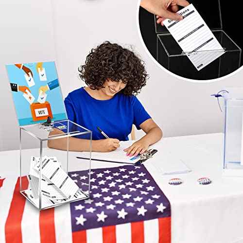 Large Acrylic Donation Box with Lock, Sign Holder - Clear Ballot Box 5.9 x 7.8 x 9.8 Inches