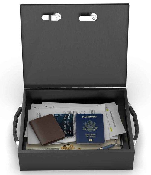 Fire Retardant Strong Box, Dual Combination and Key Lock Security Chest