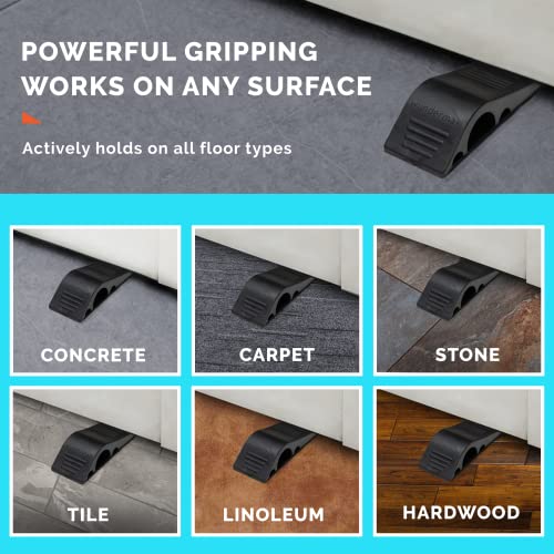 Wundermax 3 Pack Rubber Door Stoppers for Bottom of Door – Gray, Works on Carpet, Wood, Tile & Concrete