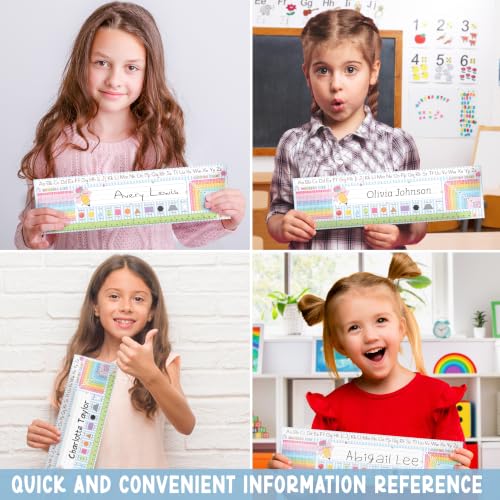 BEAWART 30 Pack Student Desk Name Plates with Alphabet and Learning Charts