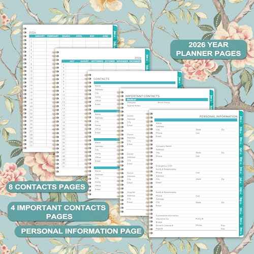 2026 Monthly Planner - 2026 Planner with Tabs, Monthly Planner/Calendar 2026, Jan. 2026 - Dec. 2026, 9" x 11", Strong Gold Twin-wire Binding, Back Pocket, Note Pages - Floral
