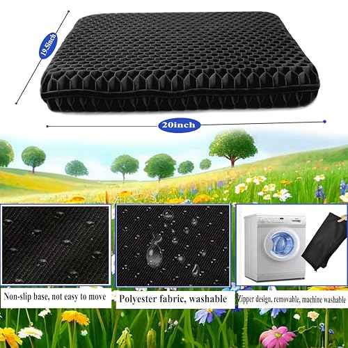 Plus Size Gel Seat Cushion, Extra Large and Thick, Seat Cushion for Pressure Relief for Back, Hip, Sciatica, Tailbone Pain, Use for The Office, Car, Wheelchair, Recliner, Truck, Trip, Stadium.(Black)
