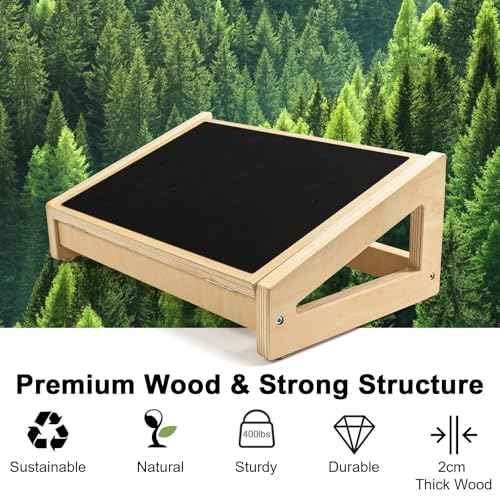 WOOD CITY Foot Rest for Under Desk at Work, 3 Heights Adjustable Footrest with Silicone Surface, 2 in 1 Foot Stool Improve Posture, Reduce Fatigue & Pain, Ideal for Home/Office/Gaming (Natural)