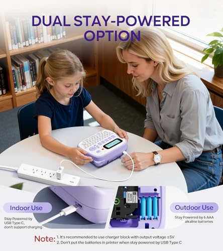 EazeID Purple Label Maker with 4 Laminated Waterproof Tapes - D210S