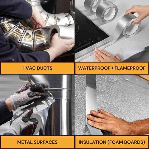 Buck Aluminum Foil Tape ? 2 Inch x 216ft (72 yd), 3.6 Mil ? HVAC Tape for Ductwork, AC, Dryer Vents & Insulation ? Silver Foil Tape for Metal Repair, Exhaust Sealing & Air Conditioning (1 Pack)