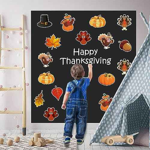 Lucleag 60PCS Thanksgiving Cutouts for Bulletin Board Decoration, Thanksgiving Turkey Leaves Pumpkins Acorn Cutouts for Thanksgiving Fall School Office Classroom Bulletin Board Decorations