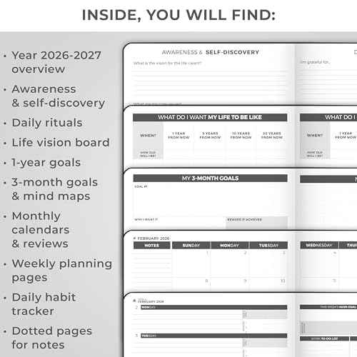 Clever Fox Planner PRO Dated (Jan 2026?Jan 2027) Weekly & Monthly Life Planner to Increase Productivity, Time Management and Hit Your Goals ? Organizer, Gratitude Journal ? A4 Size (Black)