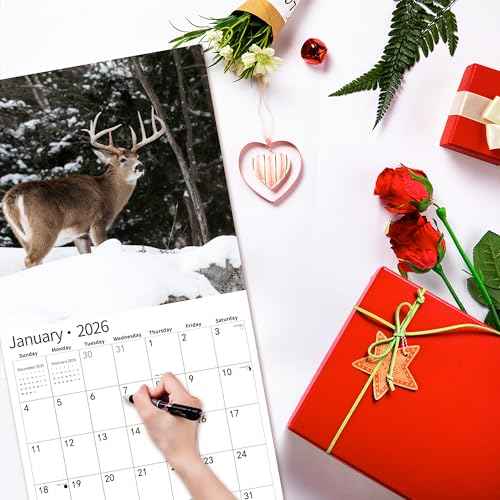 2026 Wall Calendar,Calendar 2026, November 2025 - December 2026, Wall Calendar Whitetail Deer, 12" x 24" Opened,Full Page Months Thick & Sturdy Paper for Gift Perfect Calendar Organizing & Planning