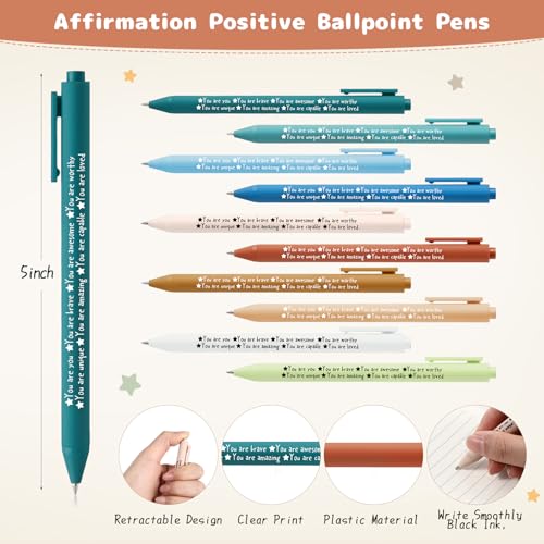 Janlaugh 200 Pcs Bulk Journal Inspirational Notebooks for Women Men Motivational Gifts Mental Health Notepad Motivational Pen Employee Psychology Pocket for Teacher Student Christmas (Rainbow)