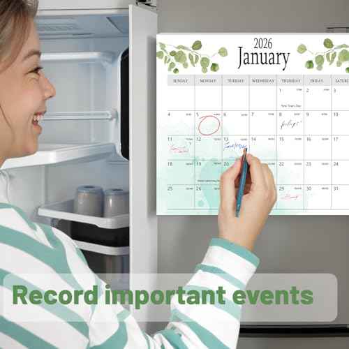 2025-2026 Aesthetic Magnetic Calendar for Refrigerator, Fridge Magnet Runs Until December 2026 - The Perfect Monthly Magnetic for Easy Organizing - Greenery Design