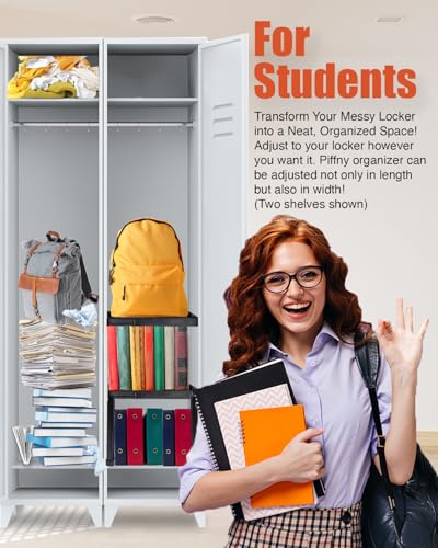 Piffny Locker Organizer Shelf， Adjustable Width and Height,
