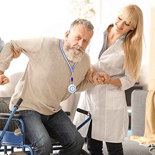 METAK Caregiver Pager Wireless Call Button for Elderly/Senior at Home, 2 Receiver + 2 Button, Medical Life Alert Necklace System for Patients, Disabled, Nurses, Emergency Bell Fall Monitor Devices
