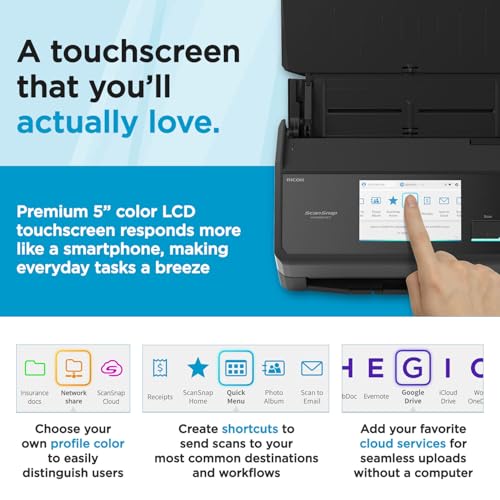 ScanSnap iX2500 Wireless & USB Document Scanner Black - High-Speed, 100-Sheet Feeder
