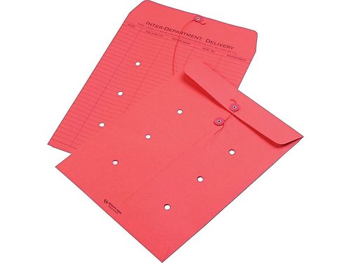 Quality Park 1-Side Print Interoffice Envelopes, String-Tie, Red, 10 x 13, 100 per Carton, (63574)