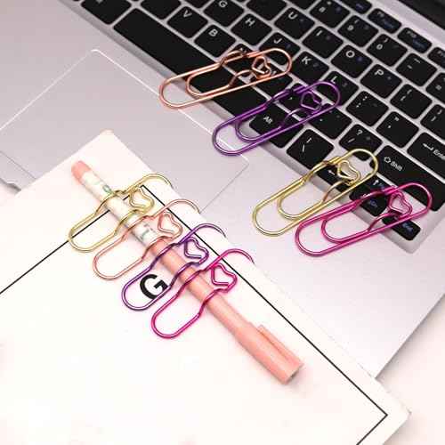 12 Pcs Metal Pen Holder Clips for Notebook, Planner Accessories, 2.8-Inch Jumbo Heart Paper Clips