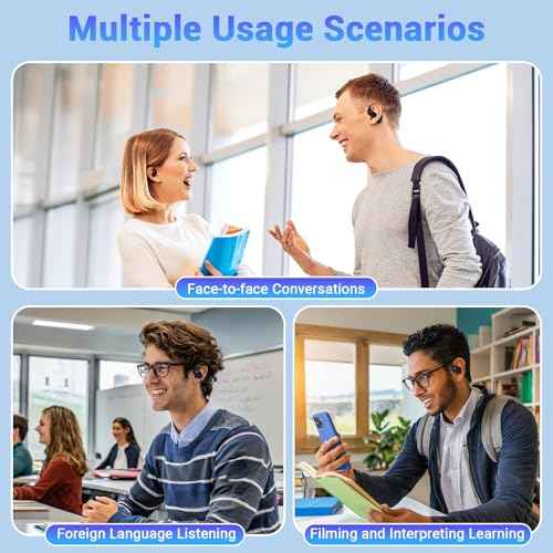 Translation Earbuds Real Time- Souroyea 150 Languages Two-Way AI Translator Open Ear Headphones Device, ENC Noise Cancelling & 10H Playtime for Travel Tour Guide, Business Meeting & School (Blue)